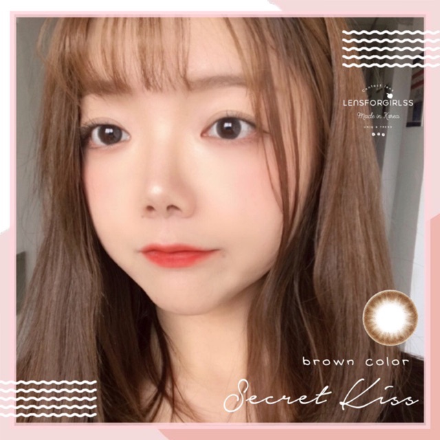 &lt;Sẵn brown 8 độ&gt; Kính áp tròng Secret Kiss Brown - Gray (Hsd 1 tháng)