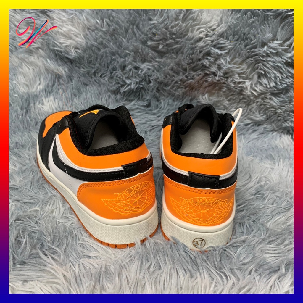 [HOT HOT] Giày sneaker nam nữ Đen cam cổ thấp full phụ kiện