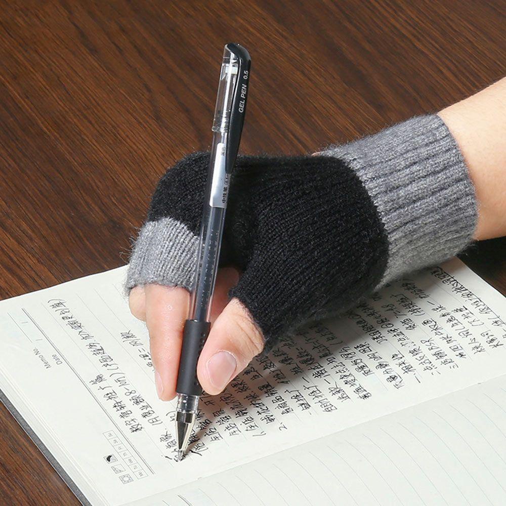 Găng Tay Len Phối Nhung Dày Dặn Hở Ngón Thời Trang Cho Nam