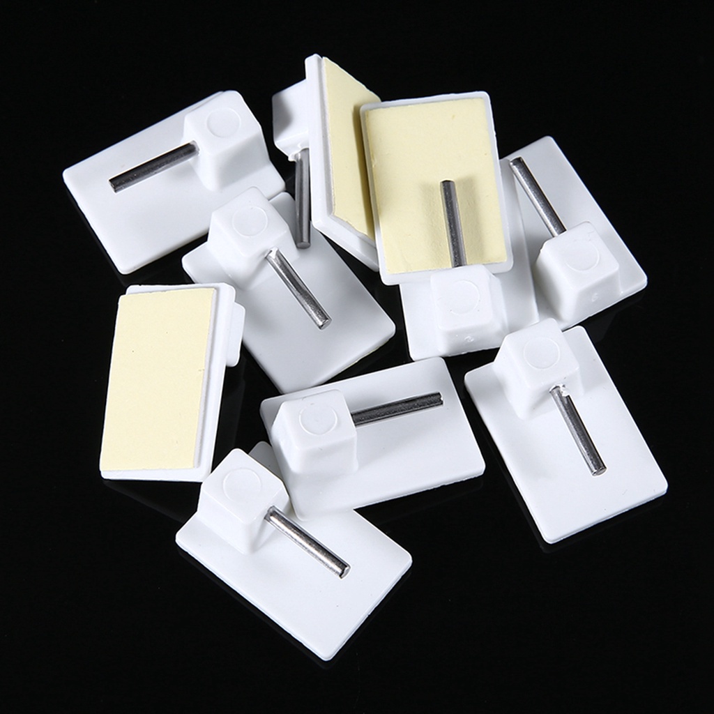 Set 10 / 20 / 50 móc treo rèm cửa dán tường bằng pvc hình chữ nhật tiện dụng cho nhà tắm/ nhà bếp