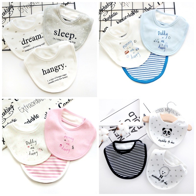 Yếm cổ yếm tròn yếm tam giác yếm dày cho bé yếm momcare set 3 chiếc bé trai và gái