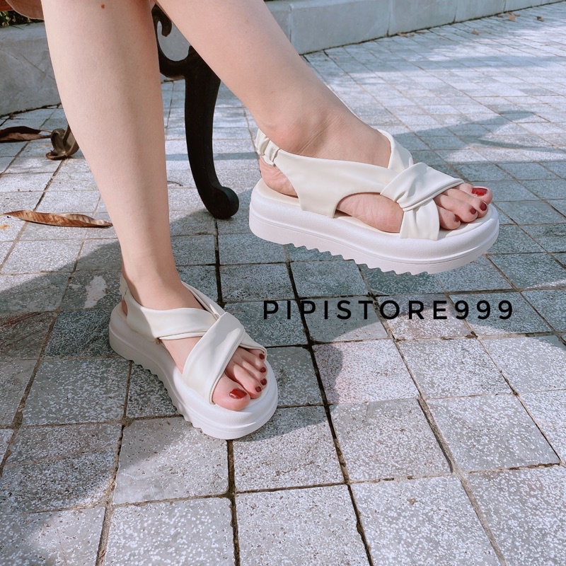 Lùi 1 sz Hàng QC Sandal Dép Quai Hậu Đế Cao 5Cm Quai Chéo Xoắn Độc Lạ G172