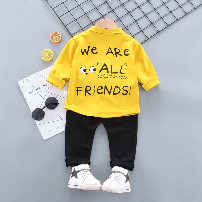 Set Đồ 2 Món Gồm Áo Tay Dài + Quần Dài Và Cà Vạt Thời Trang Hàn Quốc Cho Bé Trai