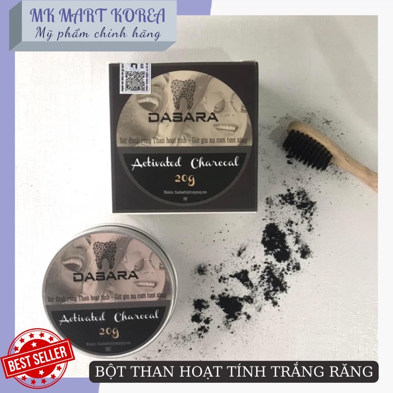 BỘT THAN HOẠT TÍNH TRẮNG RĂNG DASARA SỐ 1 VN HỘP 20g