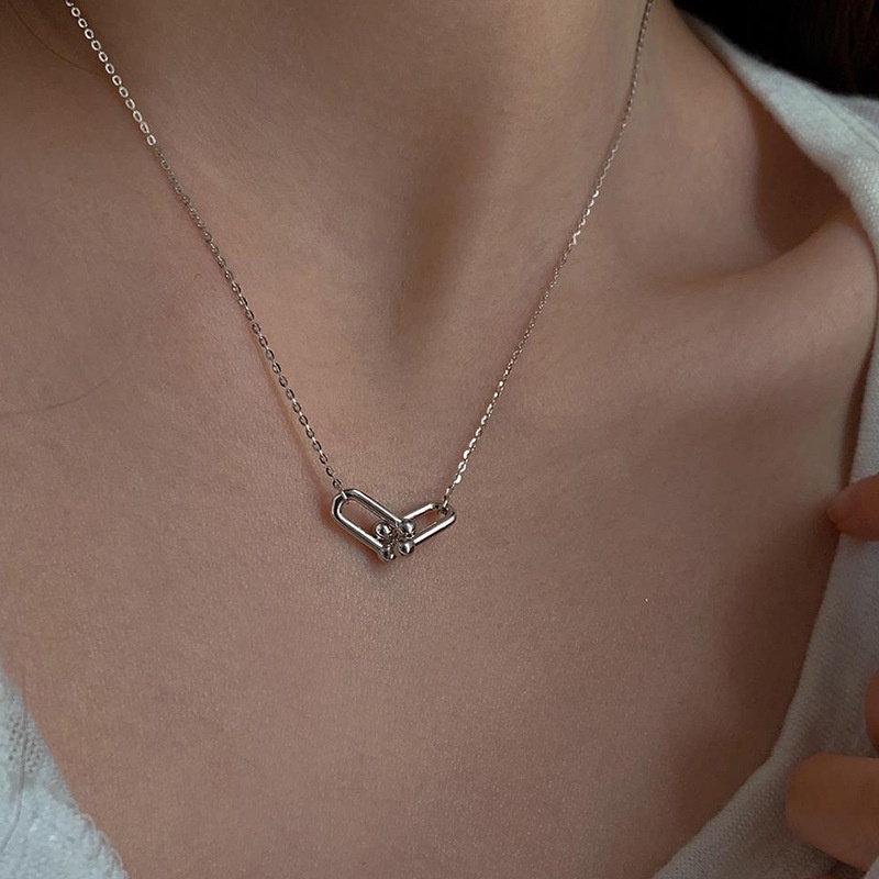 Vòng cổ Mặt Chữ U Màu Vàng/Bạc Đơn Giản Thời Trang Cho Nữ