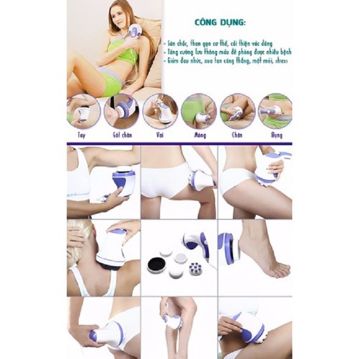 [FLASH SALE] Máy Massage Toàn Thân-Máy Đánh Tan Mỡ Bụng Cầm Tay Relax & Spin Tone 5 Đầu