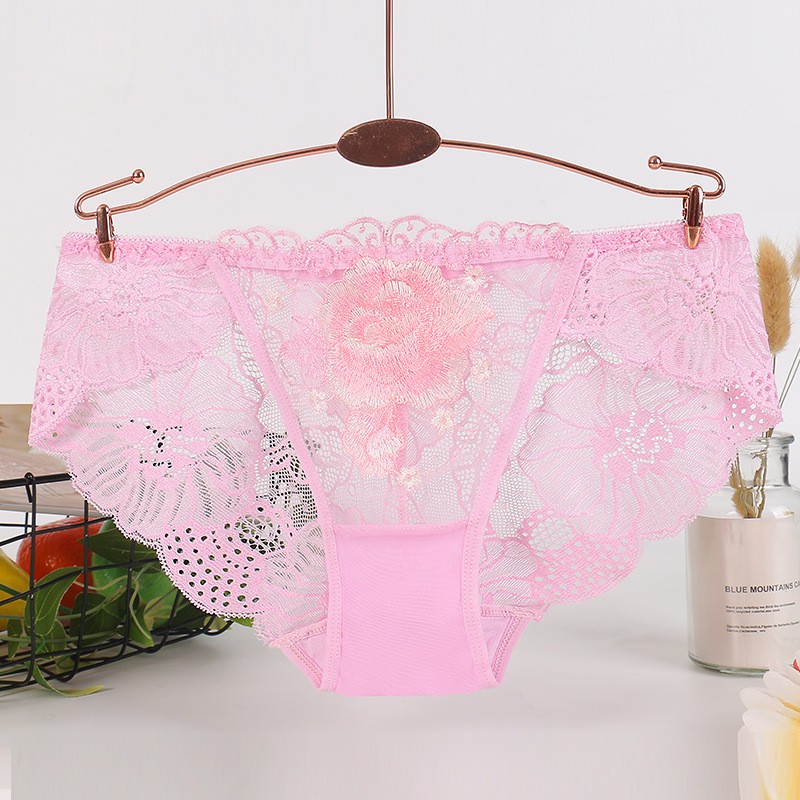 Women's underwear sexy lace underwear women's embroidered flower large size pure cotton crotch breathable women's briefs | BigBuy360 - bigbuy360.vn
