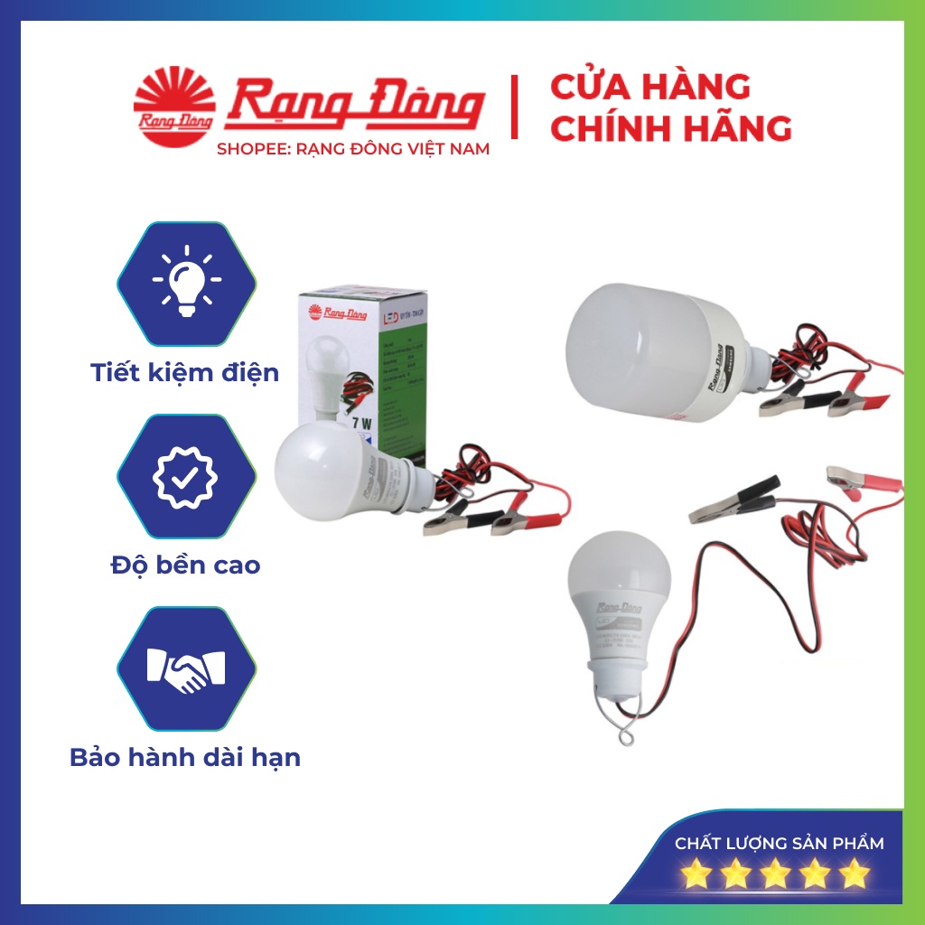 Bóng Đèn LED Kẹp Bình Ắc Quy 12V - 24V DC 7W / 9W / 12W Rạng Đông, tiết kiệm điện