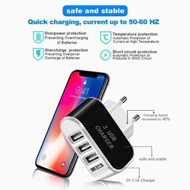 Củ sạc 3 cổng USB | BigBuy360 - bigbuy360.vn