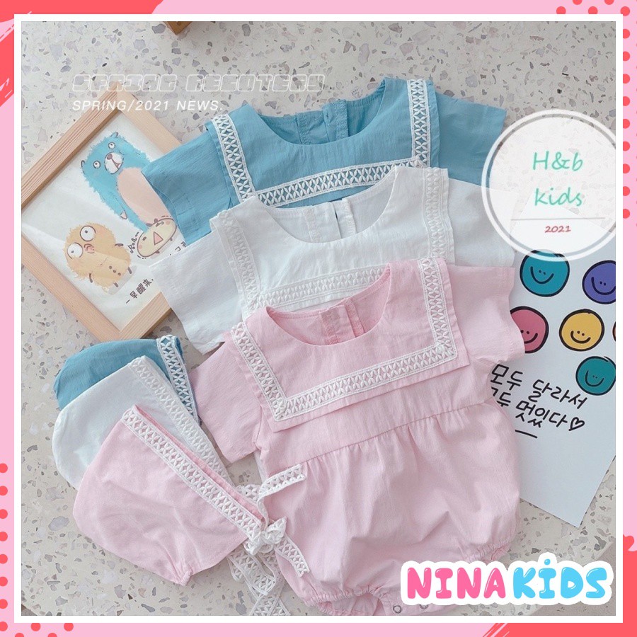 Body bé gái kèm nón - Chất đũi lạnh mềm mát - Size 4kg đến 13kg
