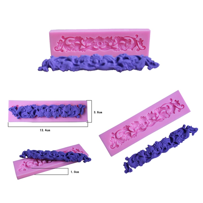 SG - Khuôn silicon dây hoa văn dài 4d ốp viền bánh làm kẹo đường fondant trang trí bánh phong cách châu âu
