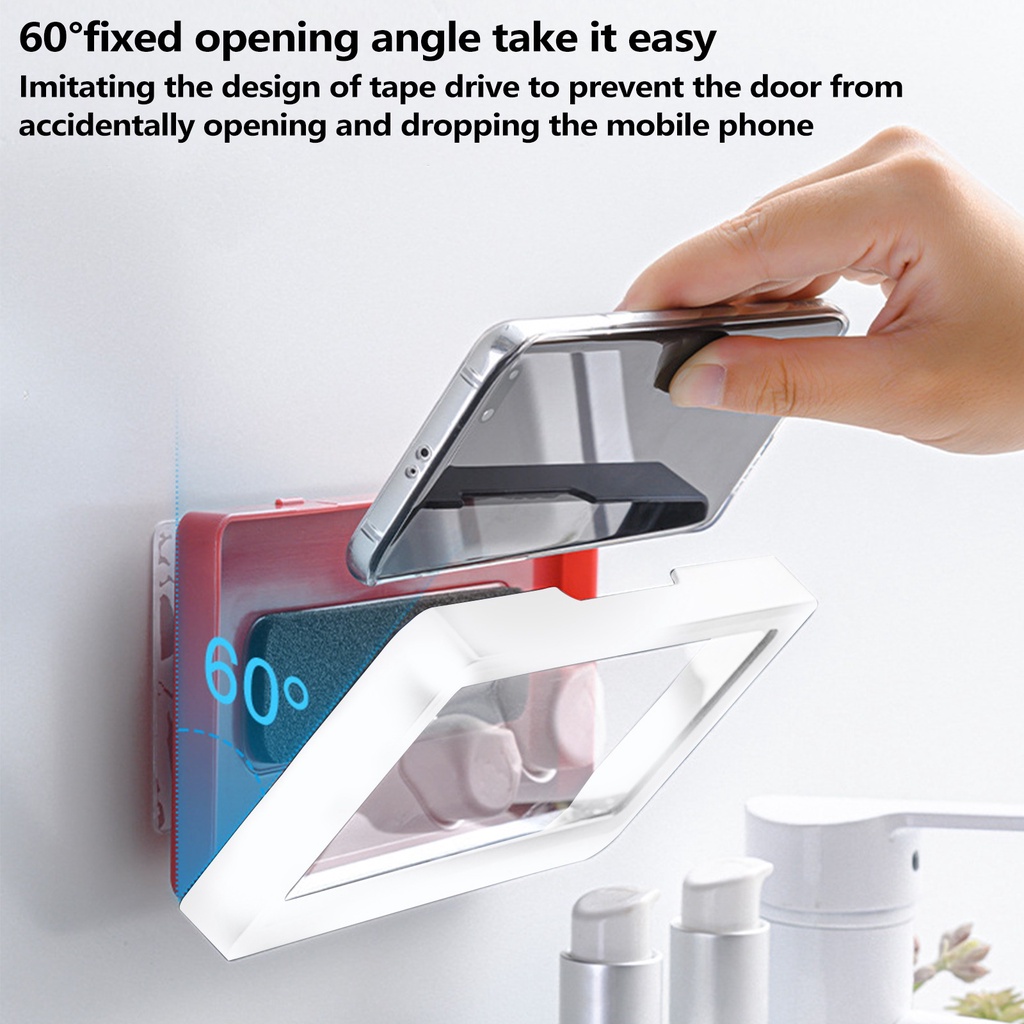 Giá Đỡ Điện Thoại Phòng Tắm 360° Hộp Đựng Đồ Dùng Nhà Bếp Chống Thấm Nước Tiện Dụng