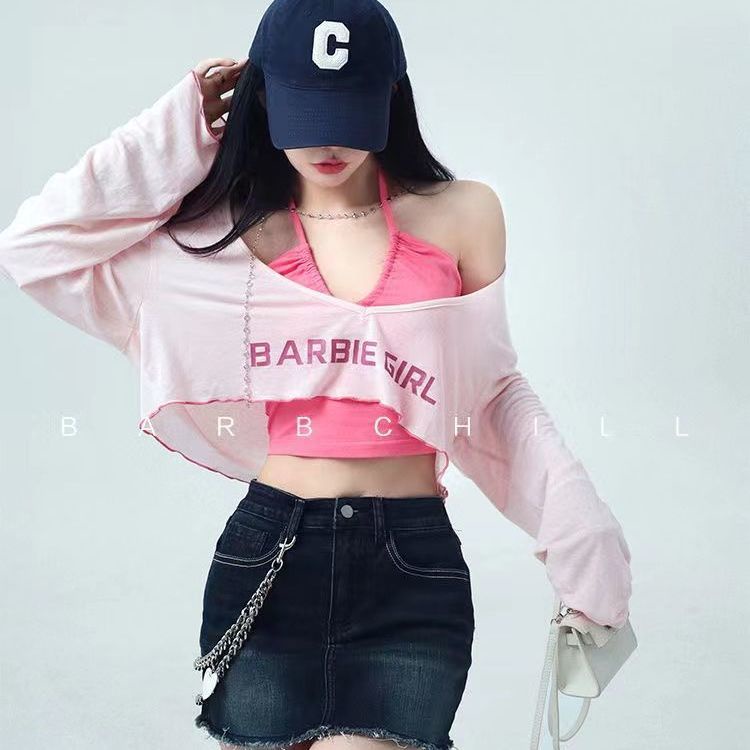 Set đồ COZOKC gồm áo cổ yếm và áo thun tay dài chống nắng thời trang