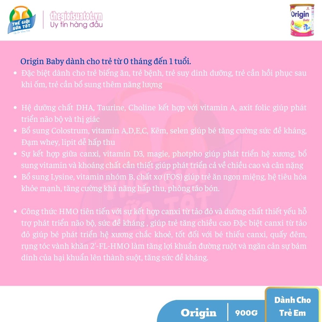 Sữa Origin Gold Baby Gastro 900G - Phát Triển Chiều Cao Cân Nặng Trí Não Tiêu Hóa Khỏe Mạnh thegioisuatot