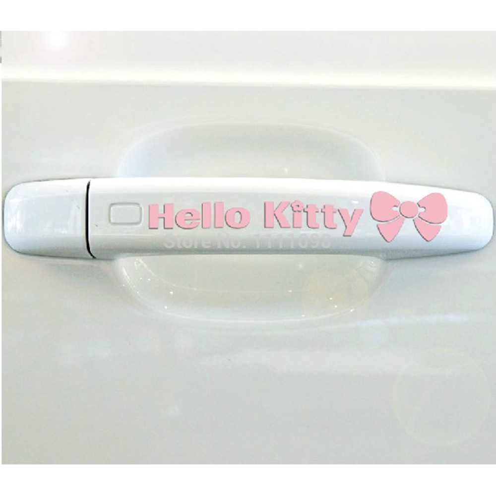 Miếng Dán Trang Trí Tay Nắm Cửa Xe Hơi Ford Bmw Benz Hình Hello Kitty