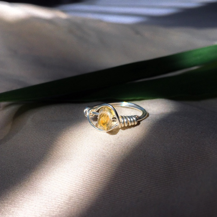 Nhẫn đá Citrine tự nhiên phong thủy-đá Thạch Anh Vàng handmade