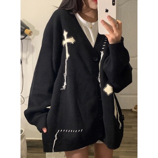 Áo khoác cardigan len nữ form rộng, áo cardigan len màu đen dày dặn