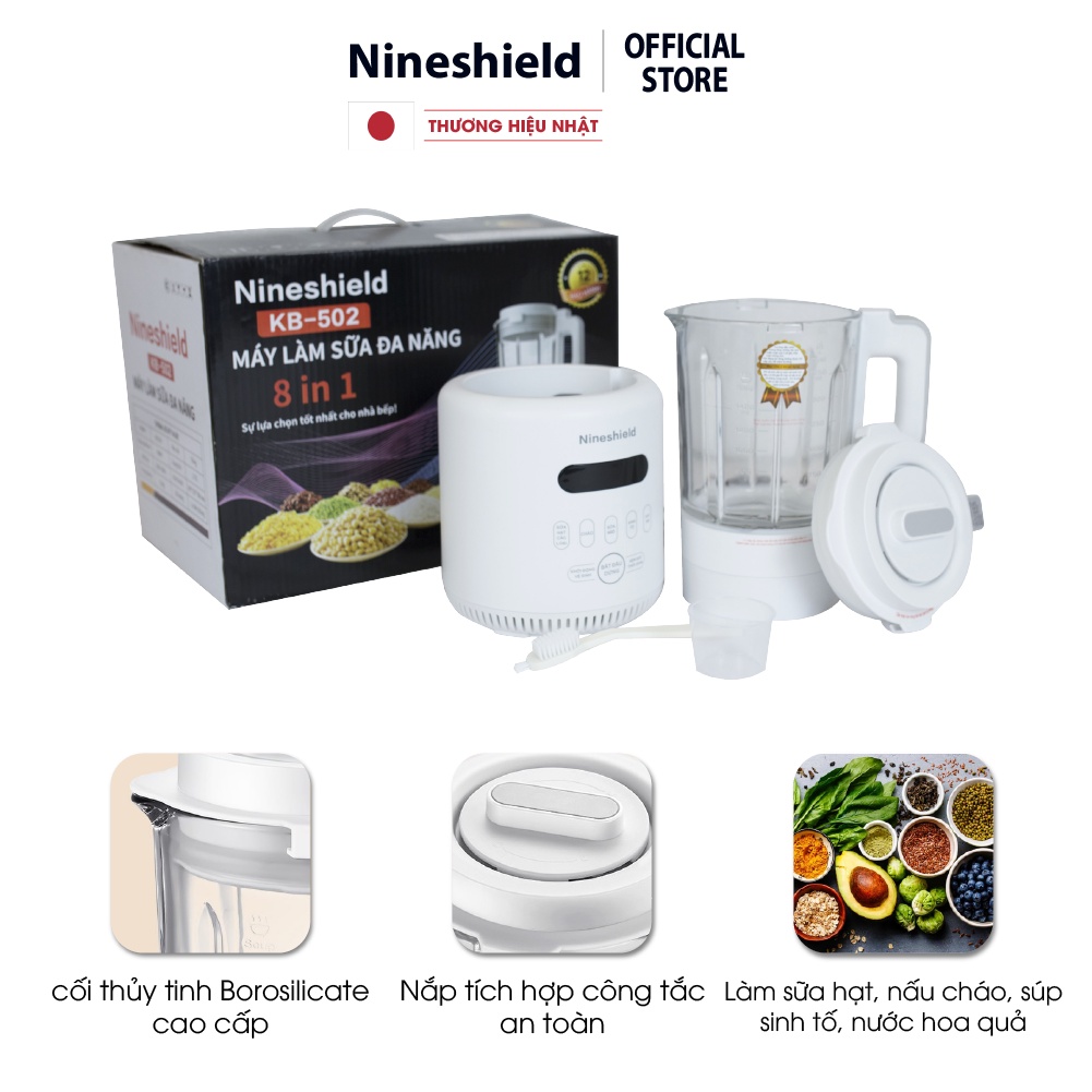 [Mã ELMALL10 giảm 10% đơn 500K] Máy Làm Sữa Đậu Nành, Sữa Hạt Đa Năng 8 In 1 Nineshield KB-503