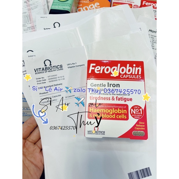 (Hàng Air ✈️bill) Sắt Feroglobin chống suy nhược , mệt mỏi hộp 30 viên