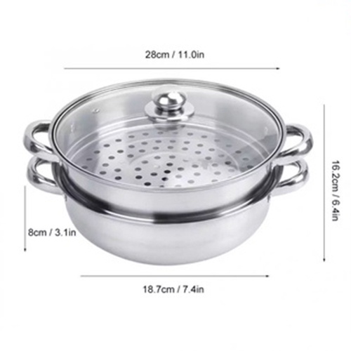 Nồi Lẩu Inox Nắp Kính Size 28cm – Dùng được trên mọi loại bếp