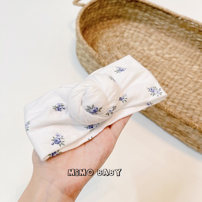 Băng đô turban trắng hoa nhí xanh phong cách hàn quốc đáng yêu cho bé gái Mimo baby BD23