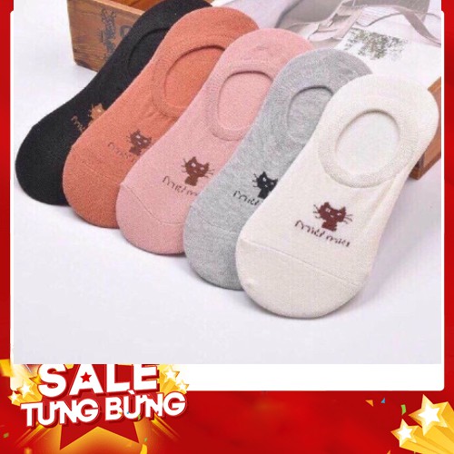 Sét 10 Đôi Tất Hài Nữ Hình Mèo Chất cotton
