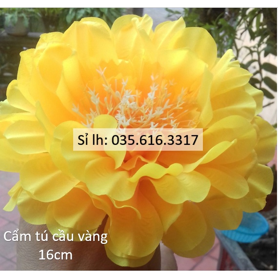 Sỉ 1 đôi hóa múa cho bé, hoa cẩm tú cầu vàng kt 16cm, đã có chun cài