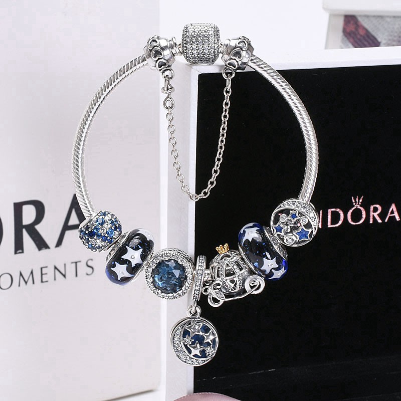 Vòng Tay Pandora Chuỗi Hạt Màu Xanh Dương Hình Trái Tim Đại Dương Lin Xin like 925 ASS 5631 A 64sfsd