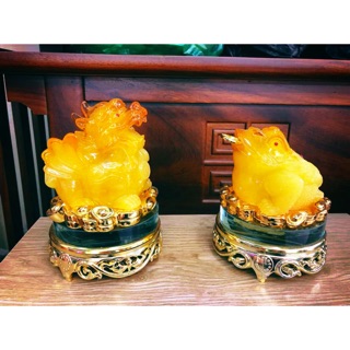 Bộ tượng cóc, tỳ hưu màu vàng thần tài phong thủy