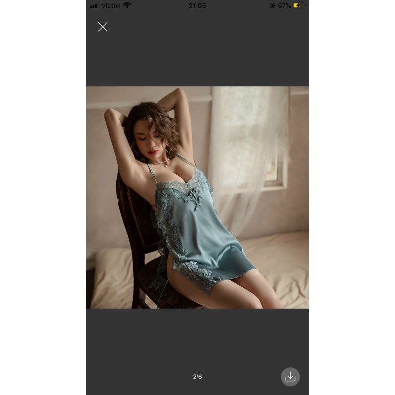 [HÀNG QUẢNG CHÂU] Váy ngủ sexy có dây rút điều chỉnh eo (tặng kèm quần chíp