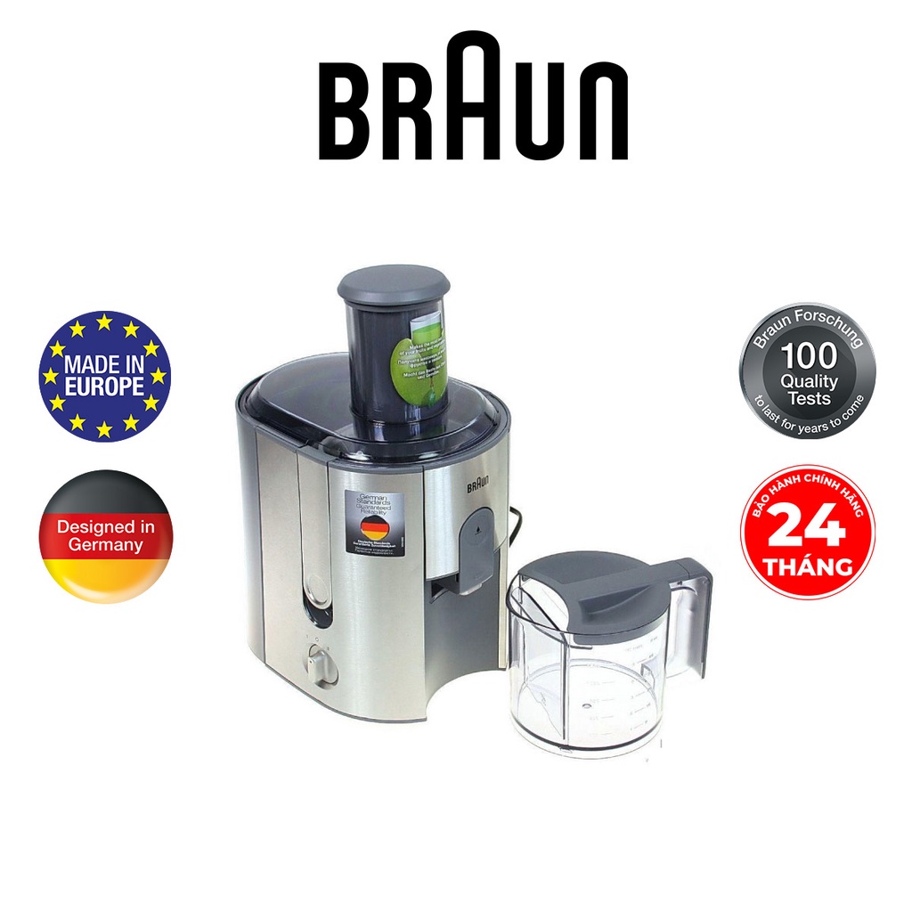 Máy ép trái cây Braun J700 Sản xuất 100% tại Châu Âu Công suất 1000w, ép nhanh, dung tích 1.25l, ép nguyên trái.
