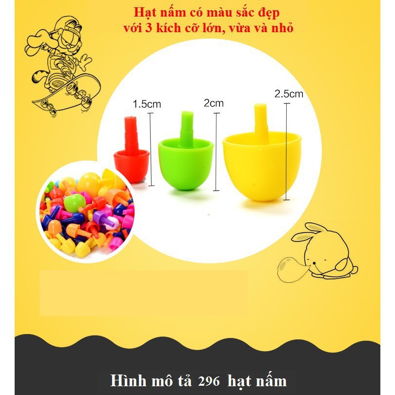 [XẢ KHO+FREE SHIP] Bộ Đồ Chơi, Đồ Chơi Xếp Hình, Bảng Ghép Hình Bằng Hạt Nhựa Hình Nấm Cho Bé