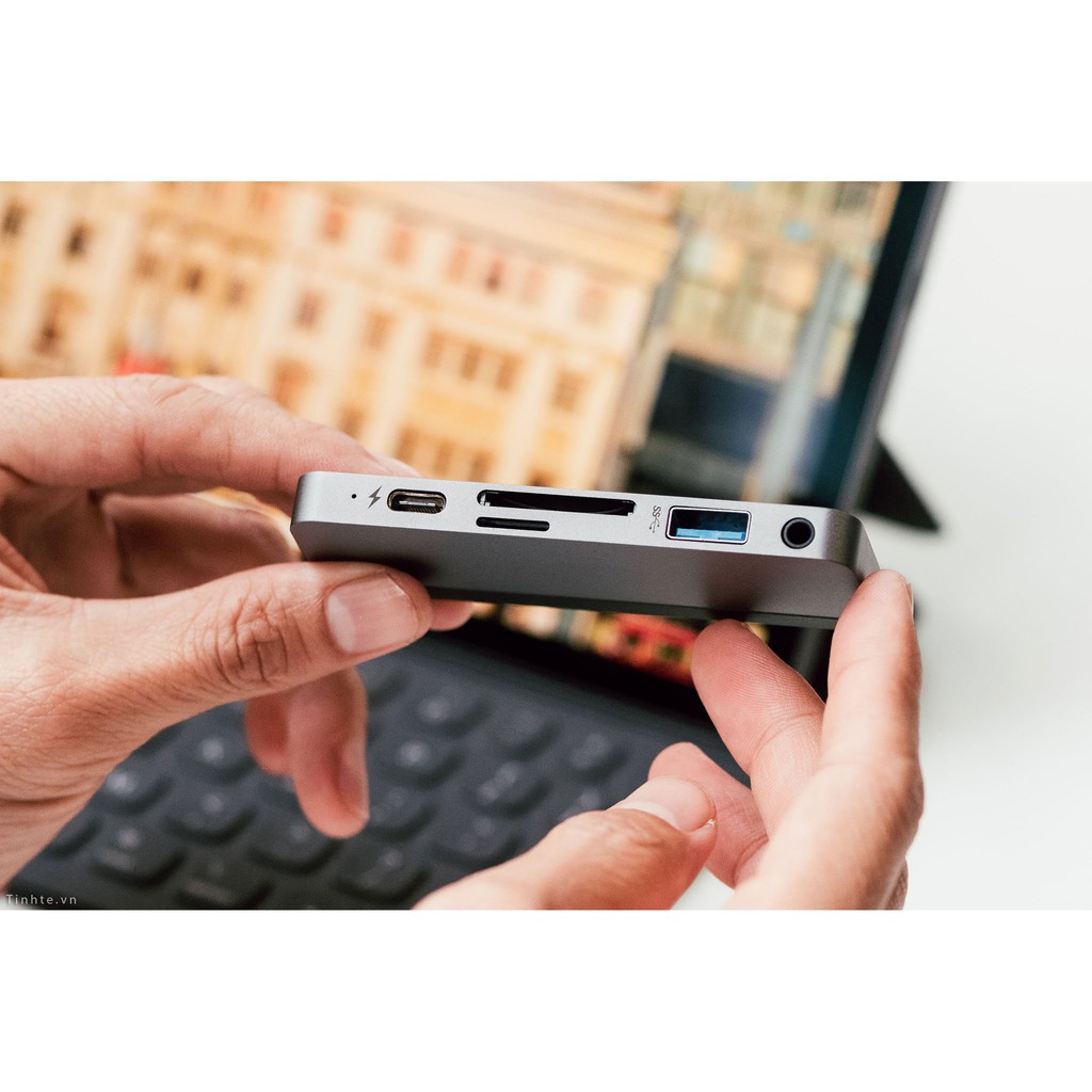 Cổng Chuyển/Hub USB-C 6in1 HDMI 4K, USB 3.0, USB-C, SD, MicroSD, Jack 3.5mm HyperDrive Chuyên Dụng Cho iPad