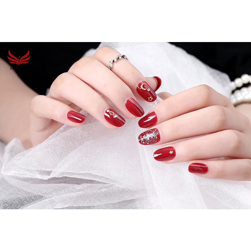 Bộ 24 móng tay giả đầu tròn loại dán keo bền tiết kiệm thời gian thời trang làm quà tặng dành cho nữ