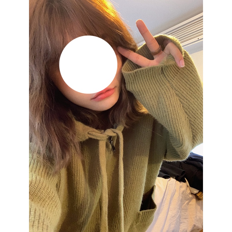 Áo khoác cardigan ZHELIHANGFEI dệt kim tay dài dáng rộng có mũ thời trang phong cách preppy