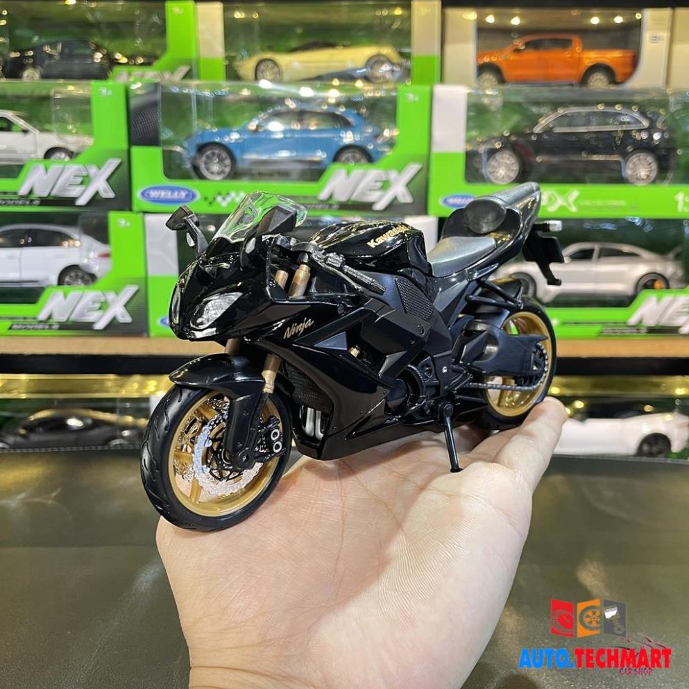 Mô hình xe mô tô siêu xe Kawasaki Ninja ZX tỉ lệ 1:12 màu đen