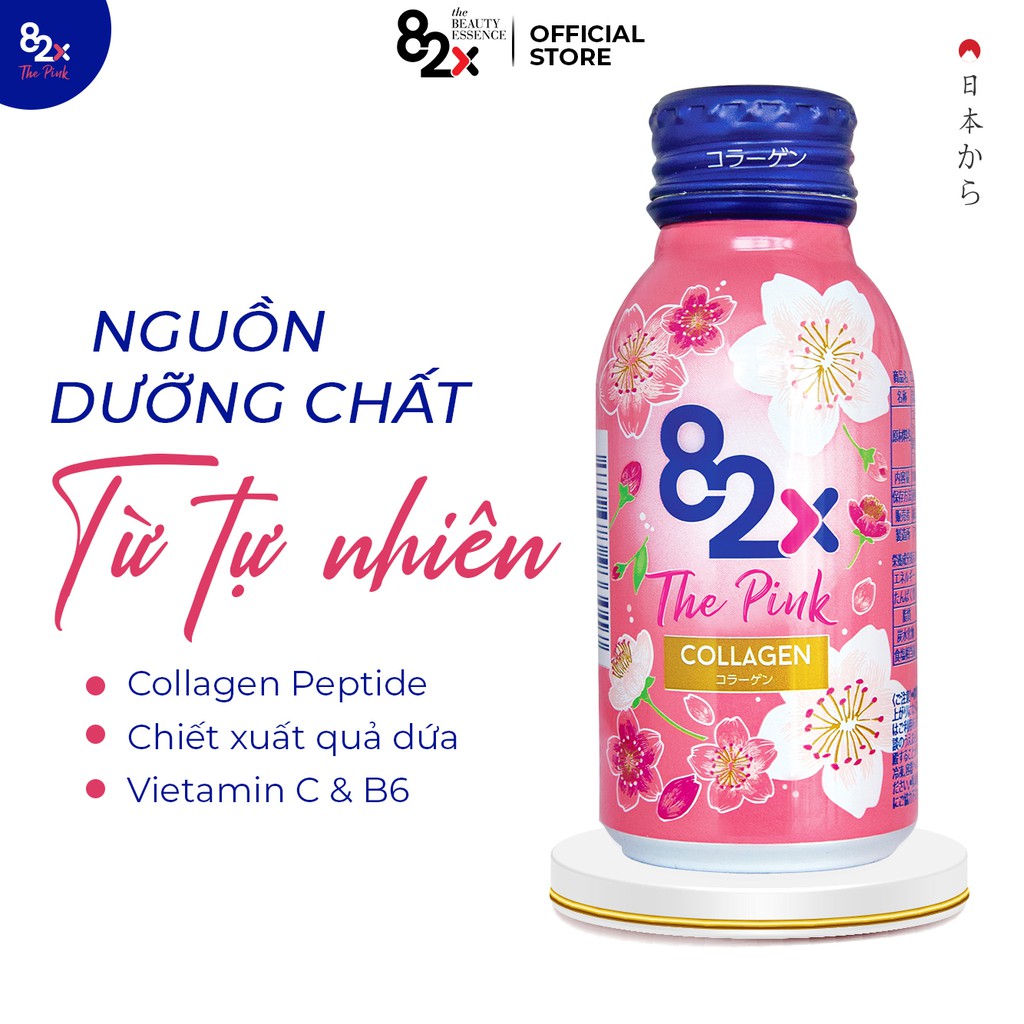 Nước uống 82X -The Pink Collagen 1000mg Collagen , Vitamin C và các khoáng chất tự nhiên đến từ Nhật Bản.