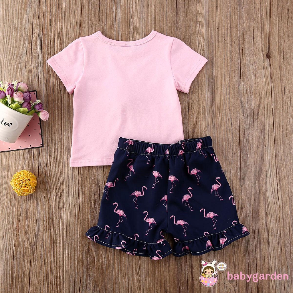 Set Áo Thun 3d Tay Ngắn &amp; Quần Short Cho Bé Gái