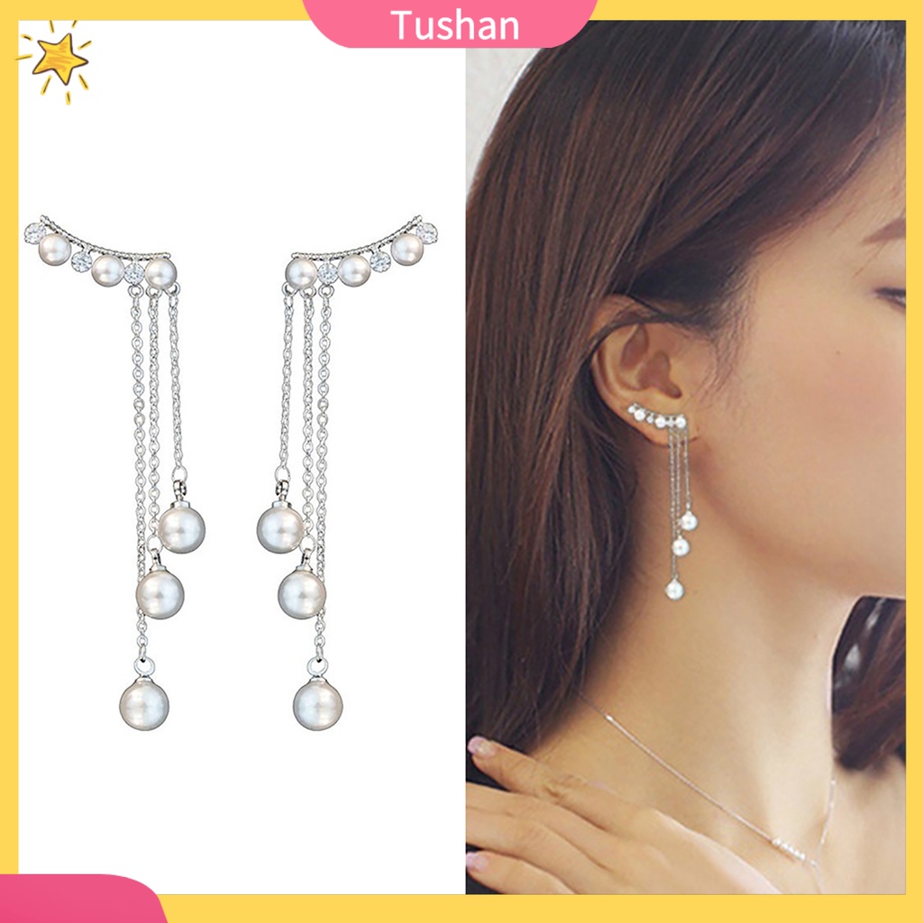 Khuyên tai nữ dài đính ngọc thời trang