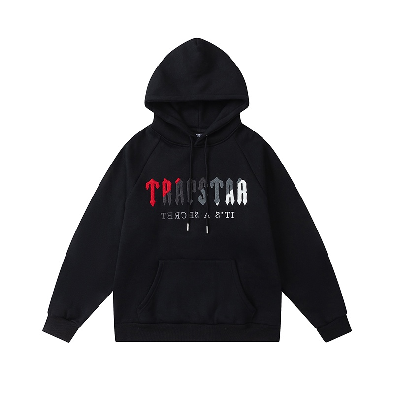 Hàng Bán Chạy - Áo Sweatshirt Lót Lông Cừu Lót Lông Cừu Màu Đen Tay Dài Thêu Chữ-Trapstar--Red Đơn Giản Dành Cho Nam Nữ