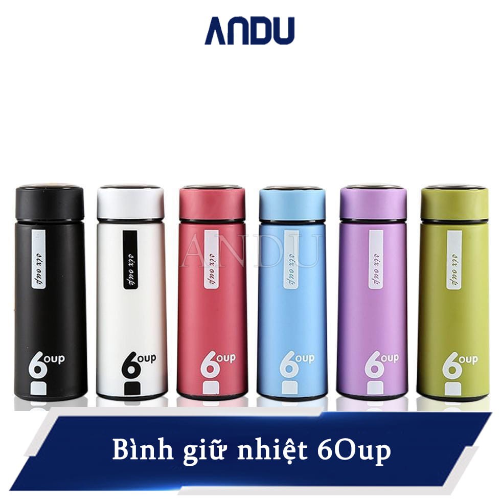 Bình nước thủy tinh giữ nhiệt bọc nhựa 6OUP 450ml, Ly giữ nhiệt siêu tiện lợi