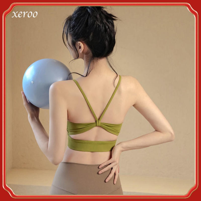 Áo Lót Thể Thao Hai Dây Chéo Lưng Có Mút Đệm Ngực Thời Trang Quyến Rũ Dành Cho Nữ Mặc Trong Và Ngoài Nhà