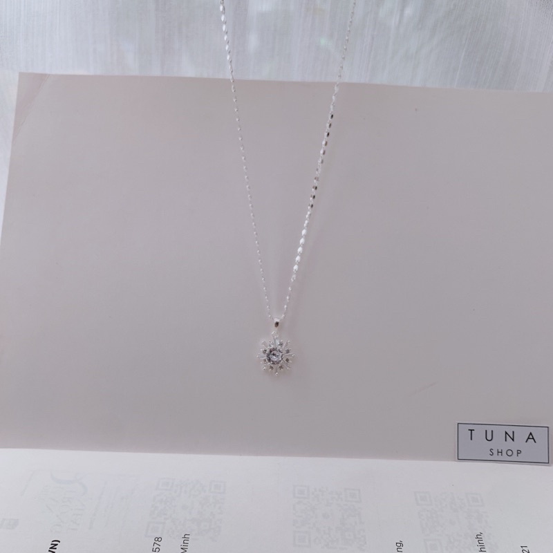 Dây chuyền Bạc hoa tuyết đính đá, Vòng cổ Bạc nữ bông tuyết gắn đá cao cấp TUNASILVER, 𝐂𝐚𝐦 𝐤𝐞̂́𝐭 𝐜𝐡𝐮𝐚̂̉𝐧 𝐁𝐚̣𝐜