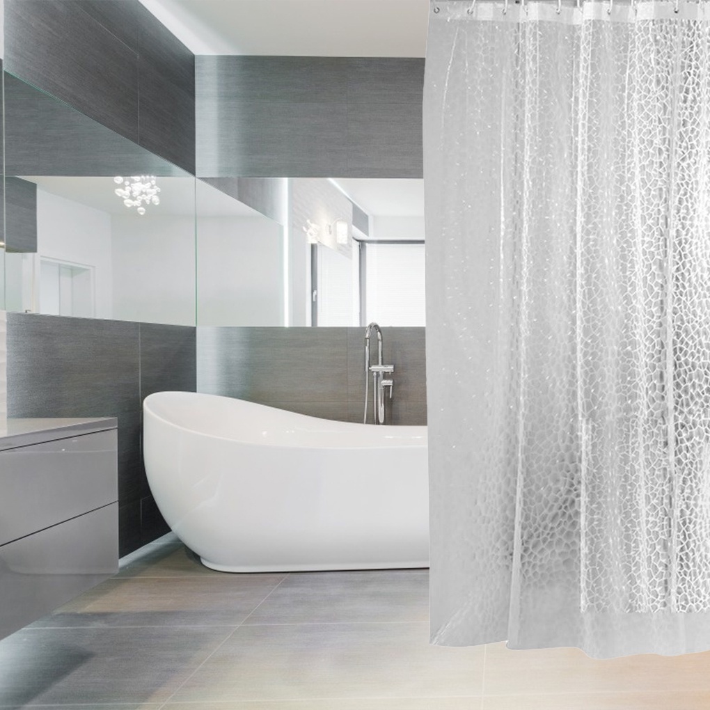 [CHOO] Clear Shower Curtain Bathroom Screen Thickened 3D Transparent Waterproof with Hooks EVA Home Supplies