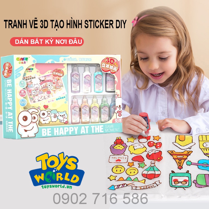 Bộ Màu Vẽ 3D Tạo Sticker Dán Bất Kỳ Nơi Đâu
