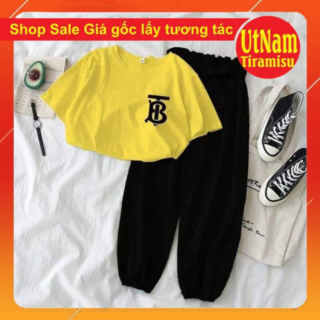 Sét áo bTB + quần bom da cá ❤ Sét bộ đồ nữ unisex ❤chất cotton co giãn 4 chiều