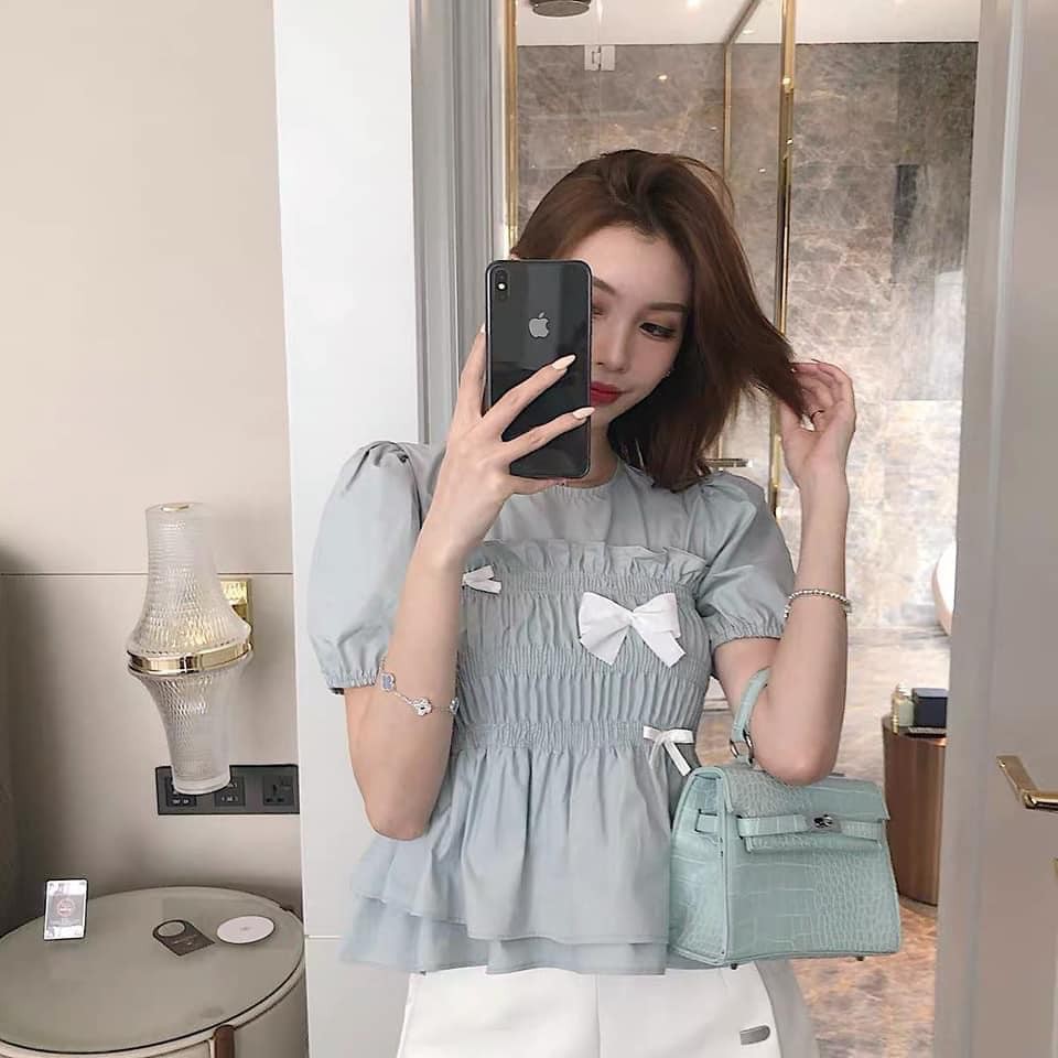 Áo Sơ Mi Chun Nơ Tiểu Thư