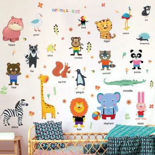 DECAL DÁN TƯỜNG THÚ TIÊNG ANH