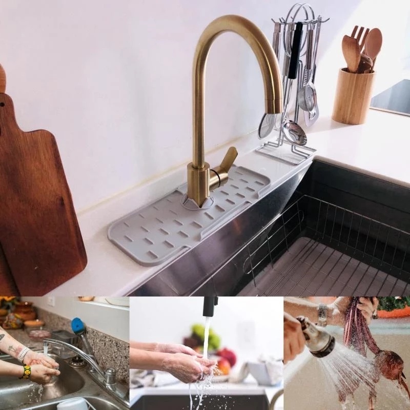Tấm Silicone Gắn Vòi Nước Bồn Rửa Chén Nhà Bếp Tiện Lợi