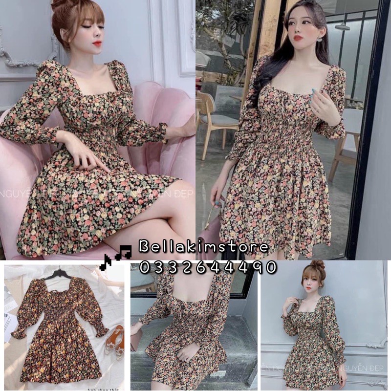 Đầm hoa lụa nhí vintage bo eo siêu xinh form dáng y hình Bảng màu thật ảnh cuối | BigBuy360 - bigbuy360.vn